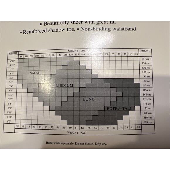 Liz Claiborne Sheer Pantyhose Size LONG Color Black Style 7647 - Picture 6 of 7
